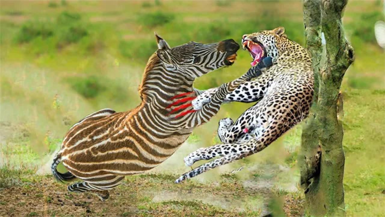 当猎豹无法躲避斑马的野蛮攻击时—野生动物的攻击