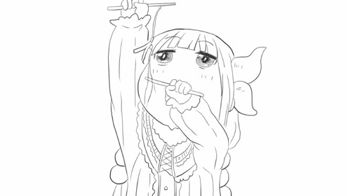 小林家的妹抖龙之可爱的康娜吃饭动漫简笔画