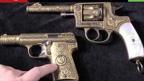 19世纪西班牙贵族土豪的左轮手枪,采用黄金镶嵌加雕刻绝对够奢侈
