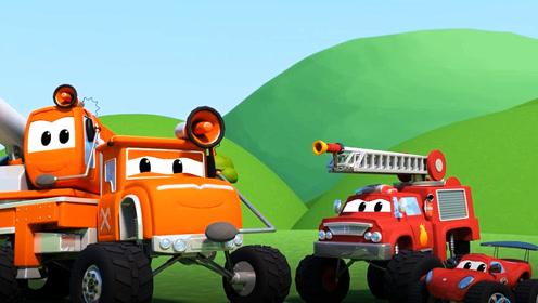 怪物大脚车集体合作建设足球场地踢足球 赢得世界杯奖杯动画片