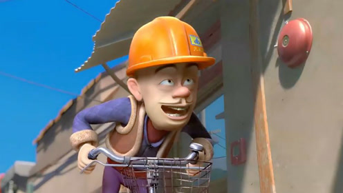 科技尬电影:光头强骑着自行车下台阶,屁股绝对被颠的不轻