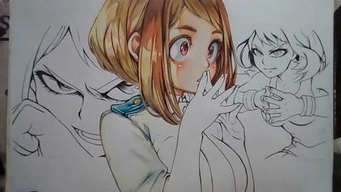 高手彩铅绘制的丽日御茶子! 皮肤和头发的质感绘制的真是相当漂亮