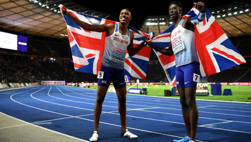 2018欧锦赛男子100米决赛,英国选手休斯夺冠9.95秒创赛会纪录