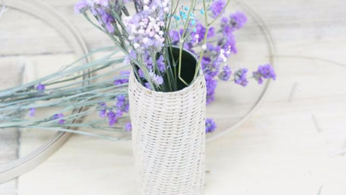 创意纸藤藤编花瓶,干花花艺摆设
