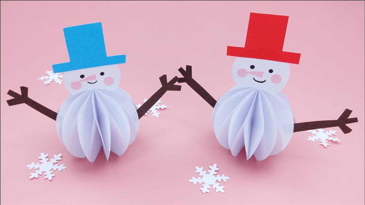 教你做超级可爱的雪人,简单几步就做好,手工折纸diy教程