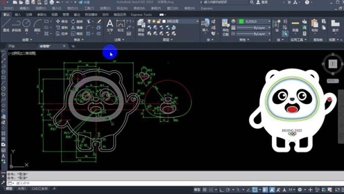 [图]cad制图初学入门教程，教你用CAD画冰墩墩，努力实现人手一墩呀！
