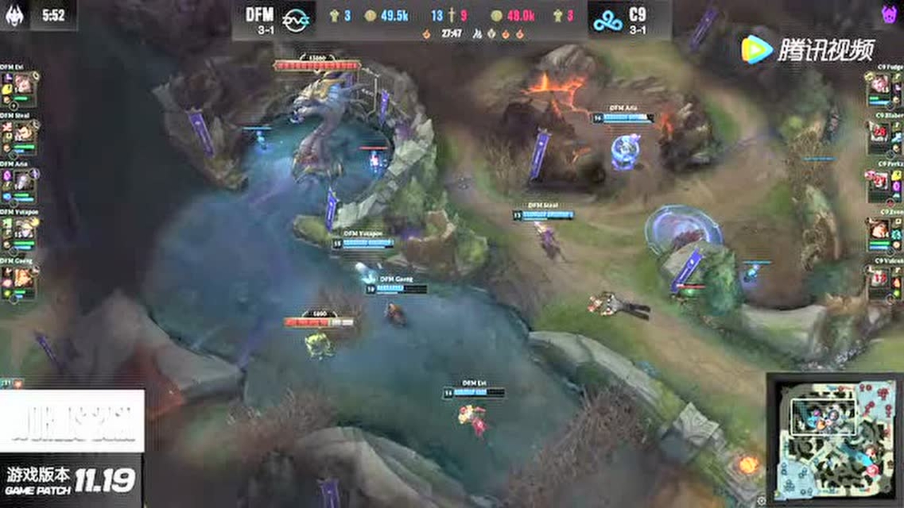 C9团战阵型过于分散 DFM0换3转头大龙