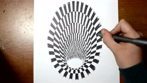 快速画一个3d错觉效果的黑洞
