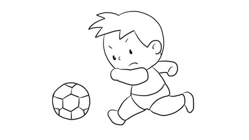 儿童画踢足球小男孩图片