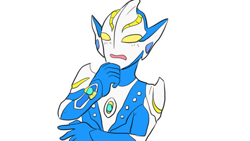 正在思考中的希卡利奥特曼儿童卡通简笔画