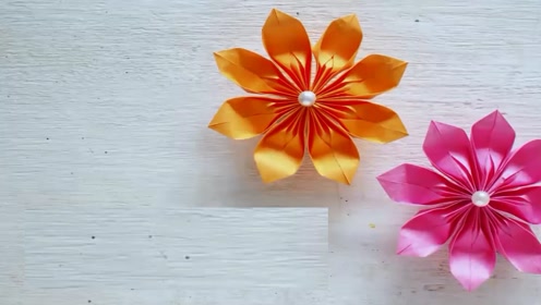 趣味折纸:一朵小粉杏花