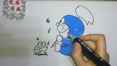 抓青蛙的哆啦a梦,萌萌的!