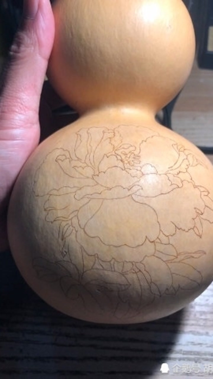葫芦烙画——牡丹