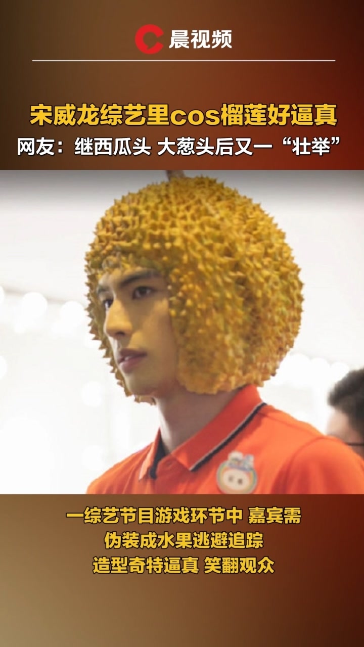 宋威龙综艺里cos榴莲好逼真,网友:继西瓜头,大葱头后又一"壮举"