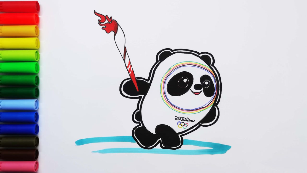 火炬熊猫简笔画图片