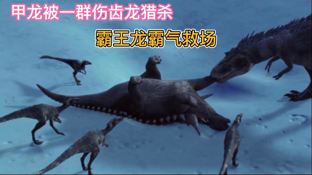 甲龙被一群伤齿龙猎杀,霸王龙霸气救场,却被甲龙给造了
