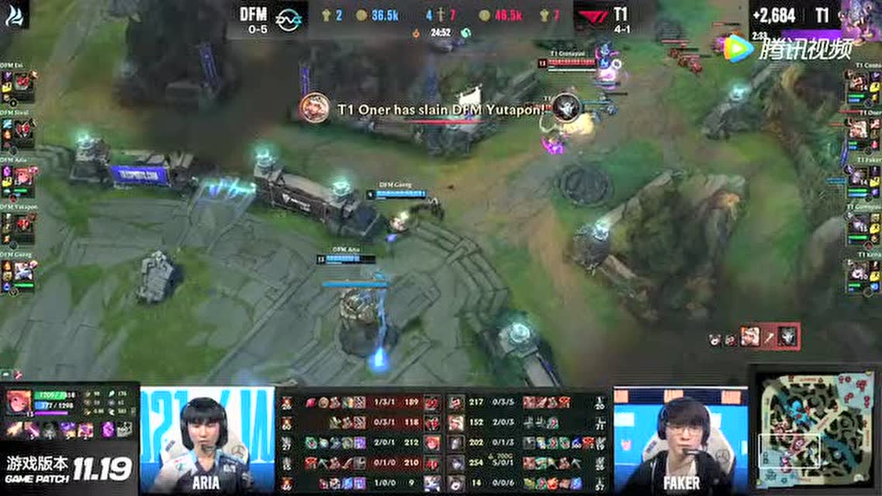 T1五人集结rush大龙 厄斐琉斯轻松斩下双杀