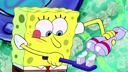 海绵宝宝洗澡的方式太牛了,把肥皂直接吞进肚里洗!