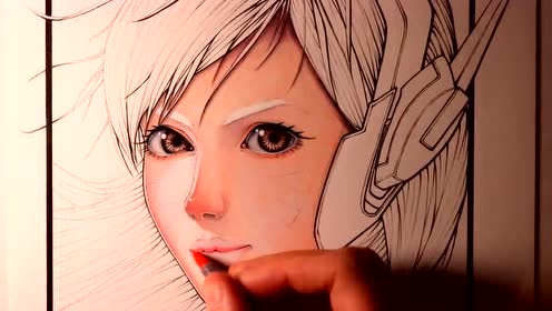 国外牛人手绘守望先锋英雄d.va,太牛了