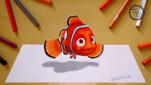 彩色铅笔画3d小丑鱼,谁敢来挑战,不服来战