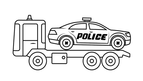 儿童简笔画:拖车拖走了故障警车