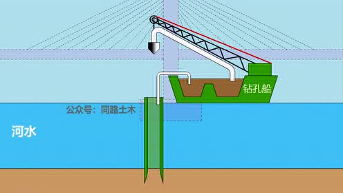 跨海桥梁水下桩基施工动画