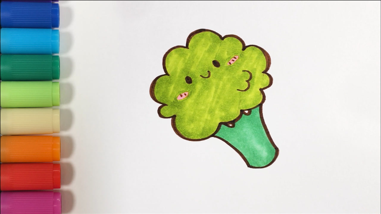 儿歌多多儿童简笔画,西兰花,宝贝画颗营养健康的蔬菜西兰花