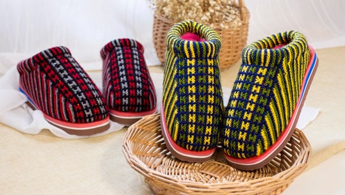 雅馨绣坊毛线棉鞋编织视频 -工字花小蝴蝶花棉拖鞋编织教程