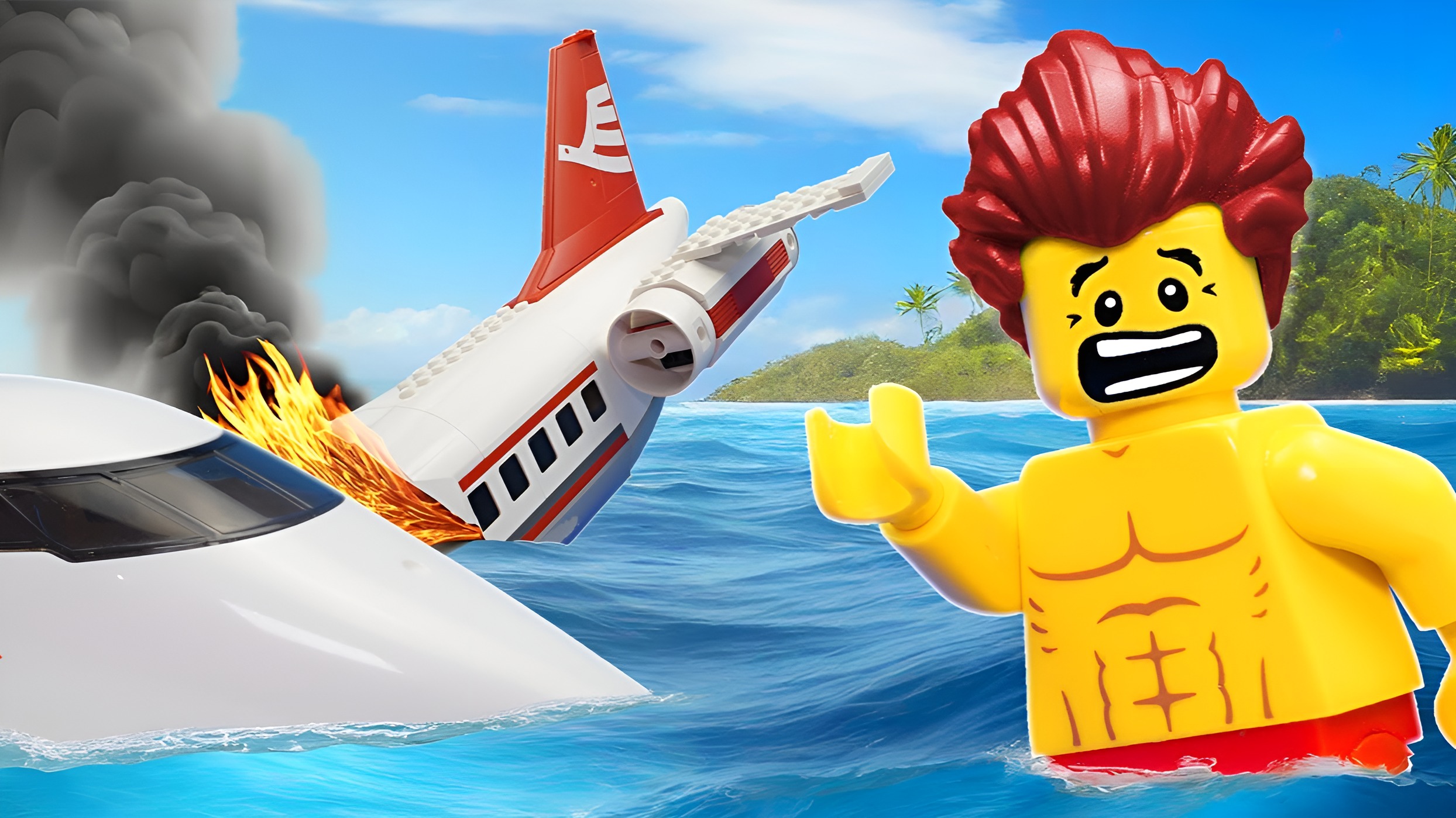 乐高动画:拯救被鲨鱼袭击的婴儿 冒险 有趣 乐高解压动画 我的世界