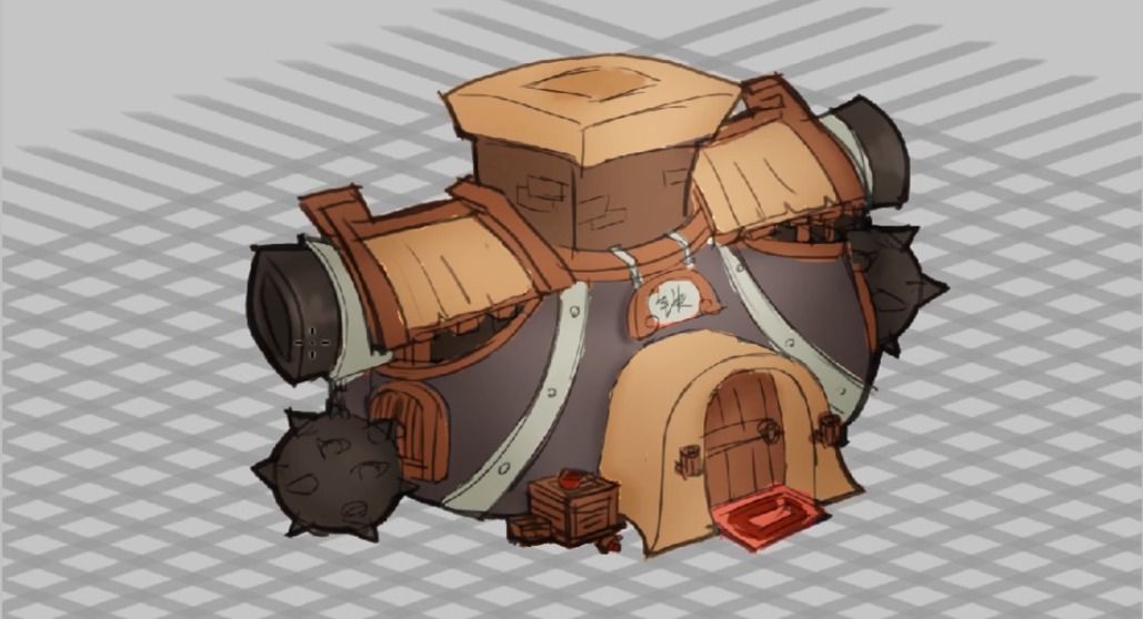 原画场景q版铁匠铺绘制