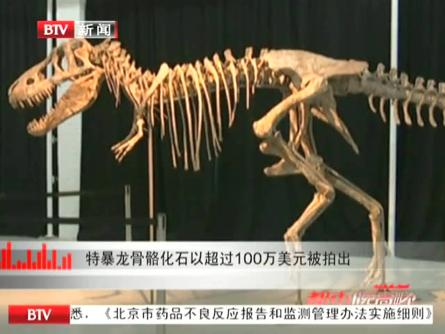 特暴龙骨骼化石以超过100万美元被拍出