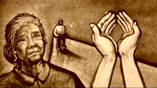 母亲节沙画"当你老了"