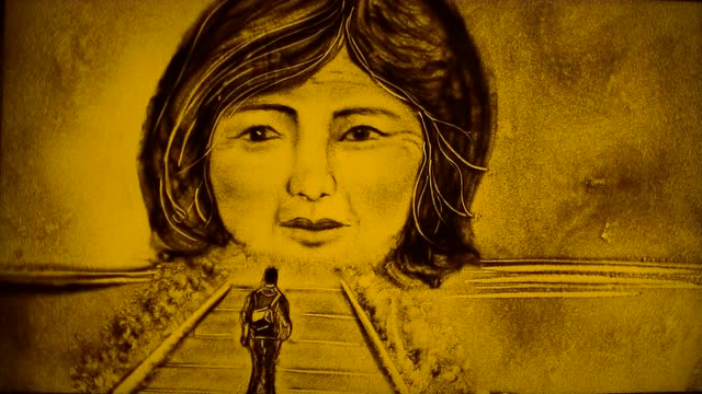 关于母亲的沙画
