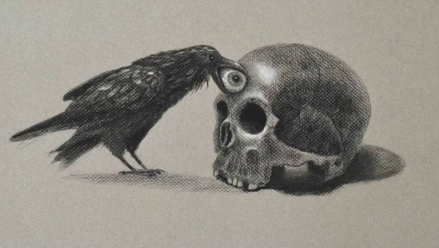 万圣节教你画死神的乌鸦,是不是太逼真了有点恐怖