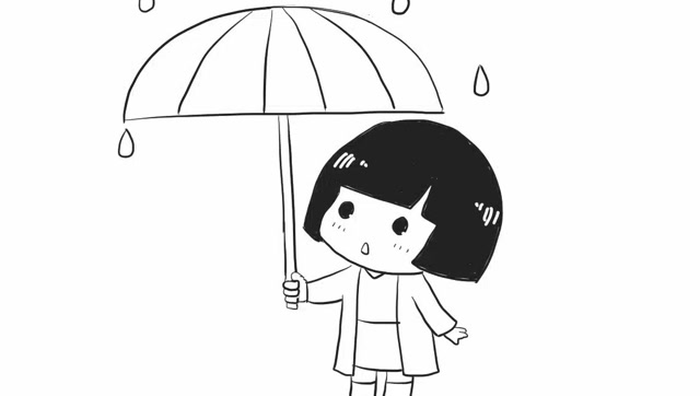 为朋友遮伞的简笔画图片
