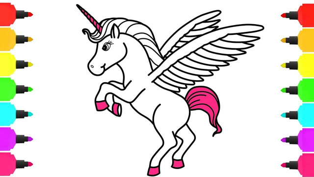 亲子简笔画:画画漂亮独角兽, 涂颜色右脑开发