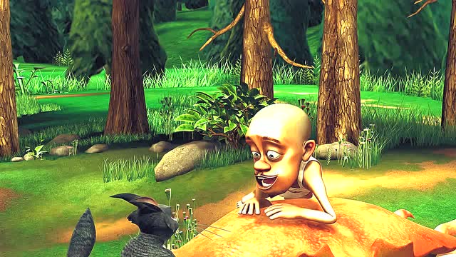 熊出没 就在大家哭的稀里哗啦的时候 肥波蹦蹦从树上下来了