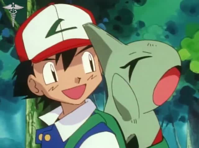 精灵宝可梦:小智背着由基拉,开心的和他说着笑话