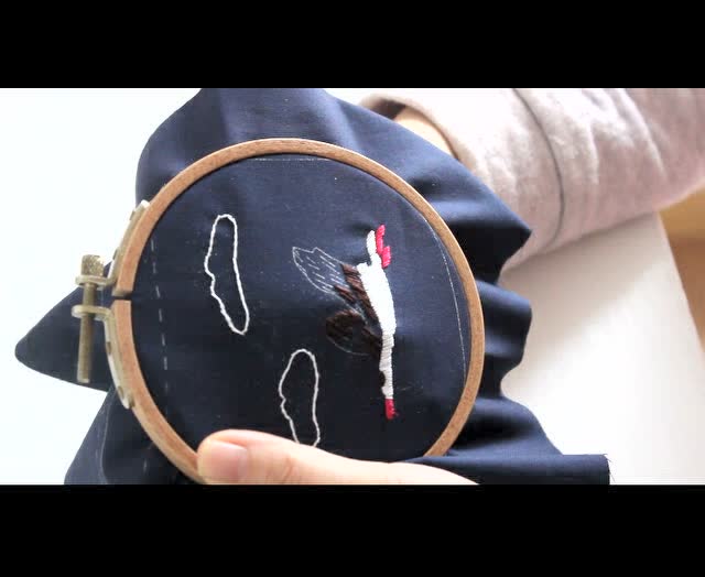 手工刺绣大雁视频