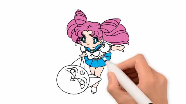儿童涂色画:爱美丽的小姑娘