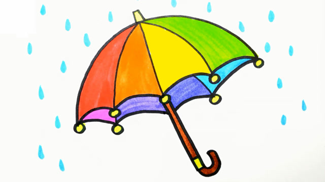 儿童益智早教:画漂亮的彩虹伞,学习颜色