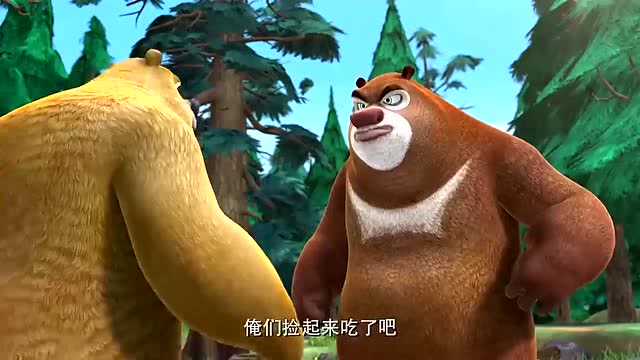 熊大熊二快热成熊干了,树上的苹果都热糊了