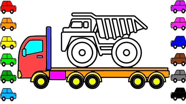 亲子简笔画:拖车拖走小卡车