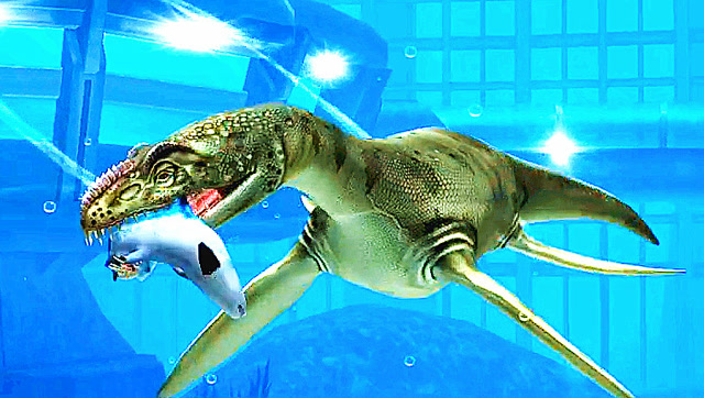 侏罗纪世界655水下巨兽永生龙,战力慢慢血量差些 小鸢解说