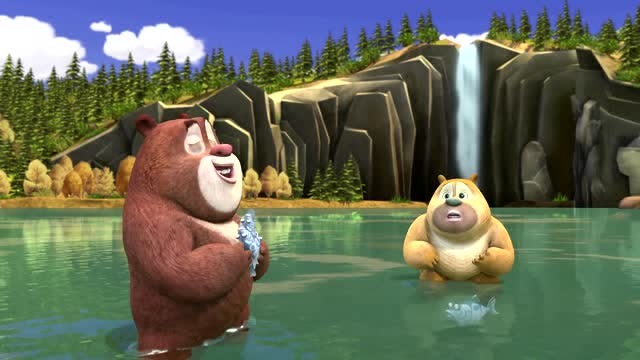 熊出没:熊二真可爱,自己都是吃鱼的,还担心小鱼会咬掉他的尾巴!