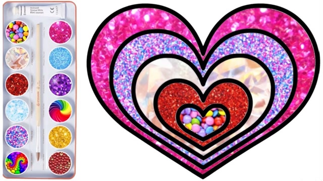 亲子涂色简笔画:同心爱星环画画