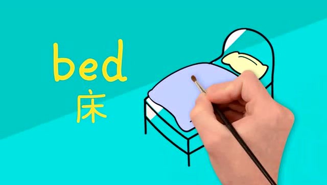 亲子英语简笔画小朋友晚上要按时睡觉哟床的英语怎么读