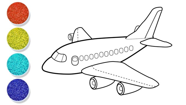 亲子涂色画:可爱的小飞机
