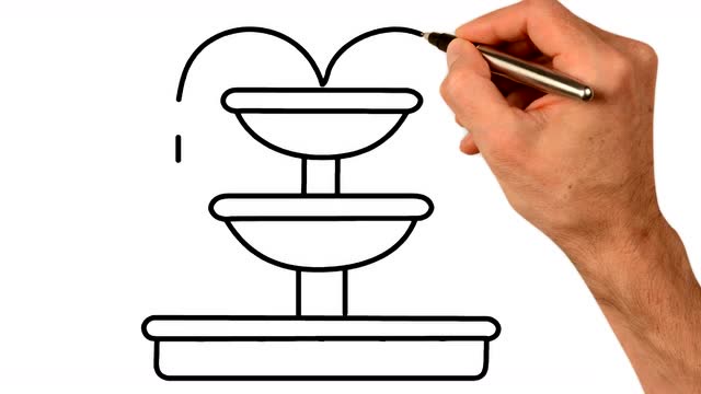 幼儿趣味彩绘 画一座喷泉并着色 宝宝学绘画