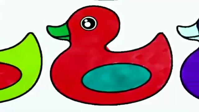 儿童涂色画:小鸭子画画